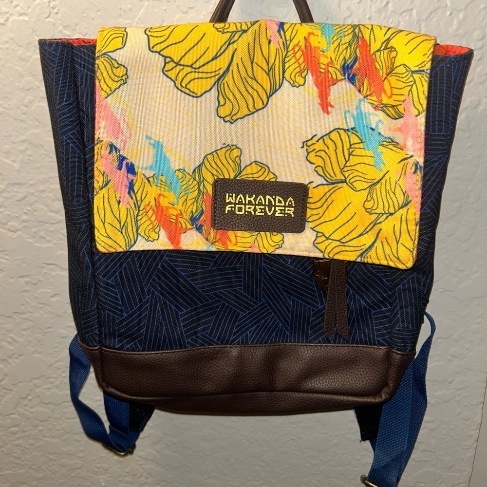 Marvel Wakanda Forever Blue and Yellow Backpack